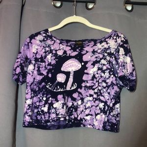 Purple tie dye mushroom crop top
